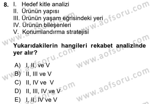 Medya Planlama Dersi 2018 - 2019 Yılı (Vize) Ara Sınavı 8. Soru