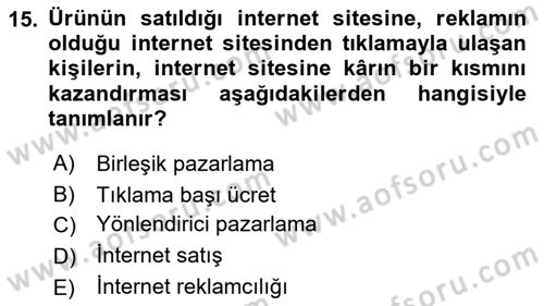 Medya Planlama Dersi 2018 - 2019 Yılı (Final) Dönem Sonu Sınav Soruları 15. Soru