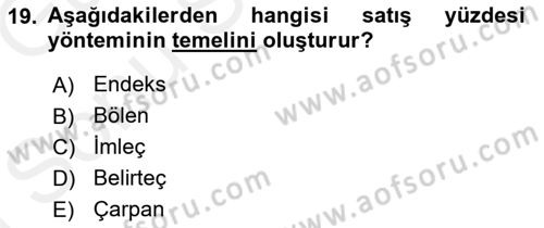 Medya Planlama Dersi 2018 - 2019 Yılı (Final) Dönem Sonu Sınav Soruları 19. Soru