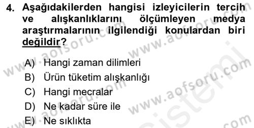 Medya Planlama Dersi 2018 - 2019 Yılı (Final) Dönem Sonu Sınav Soruları 4. Soru