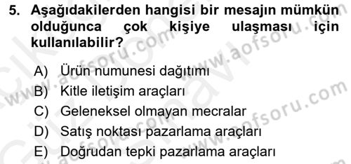 Medya Planlama Dersi 2018 - 2019 Yılı (Final) Dönem Sonu Sınav Soruları 5. Soru