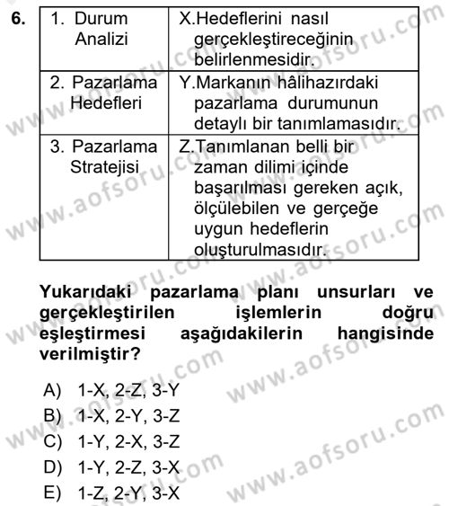 Medya Planlama Dersi 2018 - 2019 Yılı (Final) Dönem Sonu Sınav Soruları 6. Soru