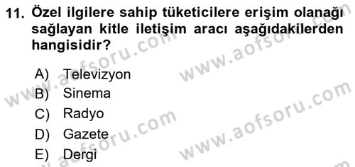 Medya Planlama Dersi 2018 - 2019 Yılı Yaz Okulu Sınav Soruları 11. Soru