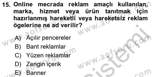 Medya Planlama Dersi 2018 - 2019 Yılı Yaz Okulu Sınav Soruları 15. Soru
