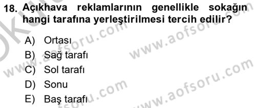 Medya Planlama Dersi 2018 - 2019 Yılı Yaz Okulu Sınav Soruları 18. Soru