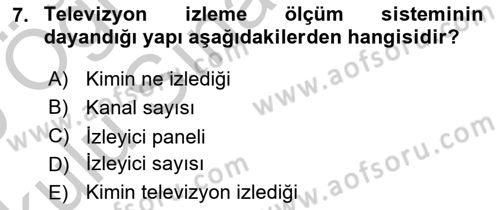 Medya Planlama Dersi 2018 - 2019 Yılı Yaz Okulu Sınav Soruları 7. Soru