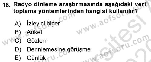 Medya Planlama Dersi Ara Sınavı Deneme Sınav Soruları 18. Soru