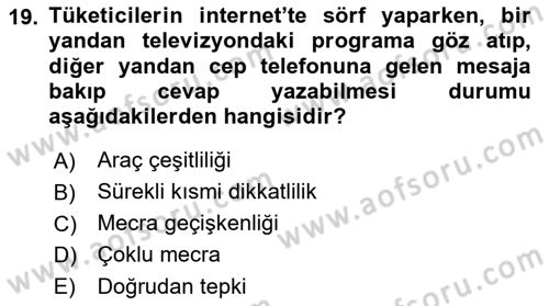 Medya Planlama Dersi Ara Sınavı Deneme Sınav Soruları 19. Soru