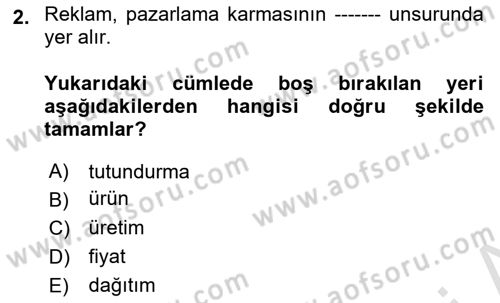 Medya Planlama Dersi Ara Sınavı Deneme Sınav Soruları 2. Soru