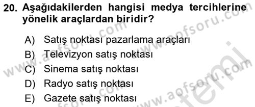 Medya Planlama Dersi 2019 - 2020 Yılı (Vize) Ara Sınav Soruları 20. Soru