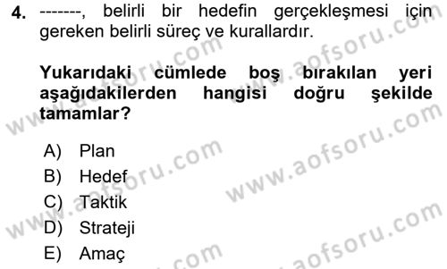 Medya Planlama Dersi 2019 - 2020 Yılı (Vize) Ara Sınav Soruları 4. Soru