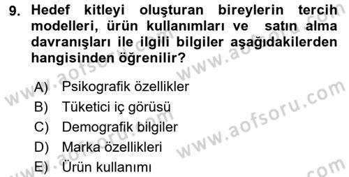 Medya Planlama Dersi Ara Sınavı Deneme Sınav Soruları 9. Soru