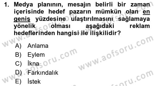 Medya Planlama Dersi 2020 - 2021 Yılı Yaz Okulu Sınav Soruları 1. Soru