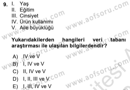 Medya Planlama Dersi 2020 - 2021 Yılı Yaz Okulu Sınav Soruları 9. Soru
