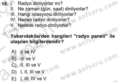 Medya Planlama Dersi Ara Sınavı Deneme Sınav Soruları 18. Soru