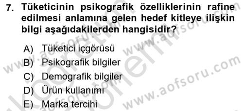 Medya Planlama Dersi 2021 - 2022 Yılı (Vize) Ara Sınav Soruları 7. Soru