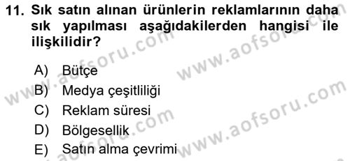 Medya Planlama Dersi 2021 - 2022 Yılı (Final) Dönem Sonu Sınav Soruları 11. Soru