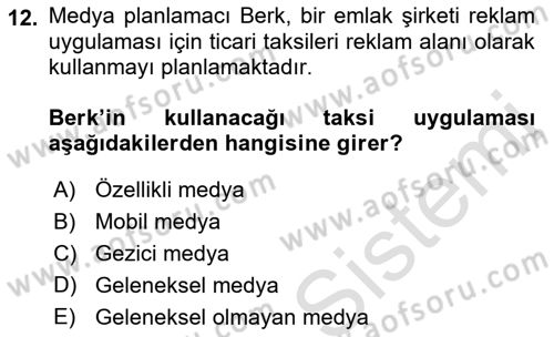 Medya Planlama Dersi 2021 - 2022 Yılı (Final) Dönem Sonu Sınav Soruları 12. Soru