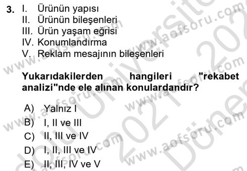 Medya Planlama Dersi 2021 - 2022 Yılı (Final) Dönem Sonu Sınav Soruları 3. Soru