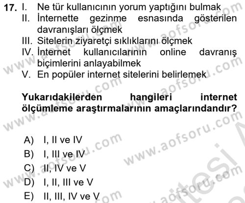 Medya Planlama Dersi Ara Sınavı Deneme Sınav Soruları 17. Soru