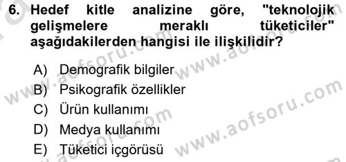 Medya Planlama Dersi Ara Sınavı Deneme Sınav Soruları 6. Soru