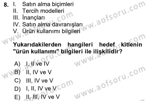 Medya Planlama Dersi 2022 - 2023 Yılı (Vize) Ara Sınav Soruları 8. Soru