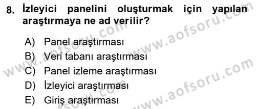 Medya Planlama Dersi 2022 - 2023 Yılı (Final) Dönem Sonu Sınav Soruları 8. Soru