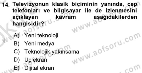 Medya Planlama Dersi 2022 - 2023 Yılı Yaz Okulu Sınav Soruları 14. Soru