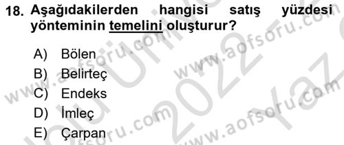 Medya Planlama Dersi 2022 - 2023 Yılı Yaz Okulu Sınav Soruları 18. Soru