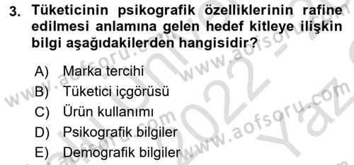 Medya Planlama Dersi 2022 - 2023 Yılı Yaz Okulu Sınav Soruları 3. Soru