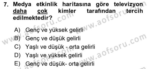 Medya Planlama Dersi 2022 - 2023 Yılı Yaz Okulu Sınav Soruları 7. Soru