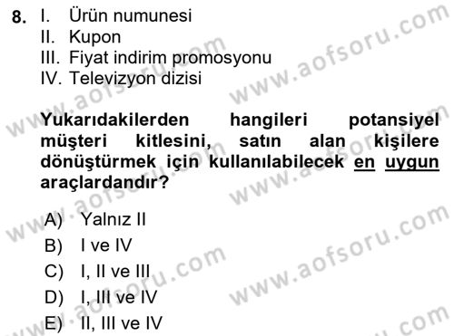 Medya Planlama Dersi 2022 - 2023 Yılı Yaz Okulu Sınav Soruları 8. Soru