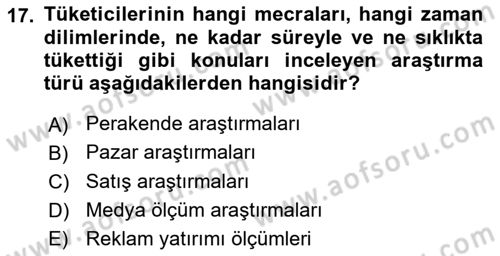 Medya Planlama Dersi Ara Sınavı Deneme Sınav Soruları 17. Soru