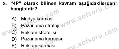 Medya Planlama Dersi 2023 - 2024 Yılı (Vize) Ara Sınav Soruları 3. Soru