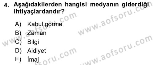 Medya Planlama Dersi Ara Sınavı Deneme Sınav Soruları 4. Soru