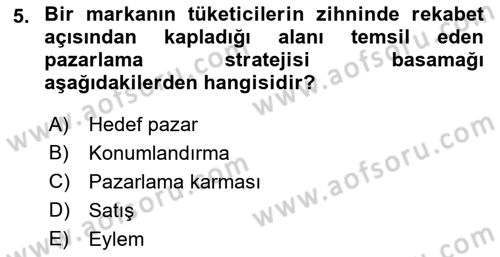 Medya Planlama Dersi Ara Sınavı Deneme Sınav Soruları 5. Soru