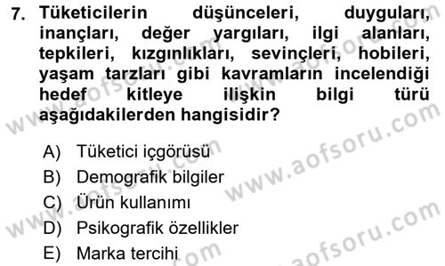 Medya Planlama Dersi 2023 - 2024 Yılı (Vize) Ara Sınav Soruları 7. Soru