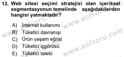Medya Planlama Dersi 2023 - 2024 Yılı (Final) Dönem Sonu Sınav Soruları 13. Soru