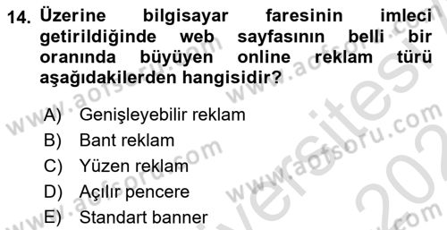 Medya Planlama Dersi 2023 - 2024 Yılı (Final) Dönem Sonu Sınav Soruları 14. Soru