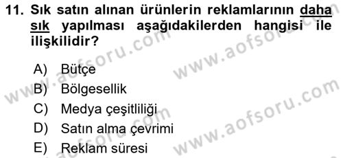 Medya Planlama Dersi 2023 - 2024 Yılı Yaz Okulu Sınavı 11. Soru