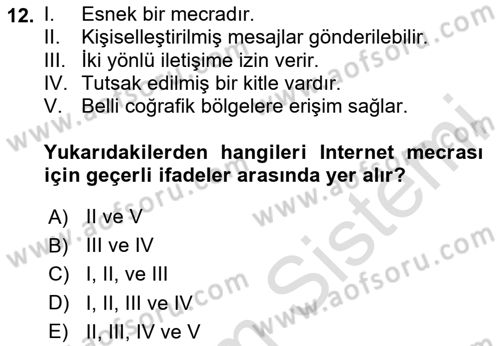 Medya Planlama Dersi 2023 - 2024 Yılı Yaz Okulu Sınavı 12. Soru