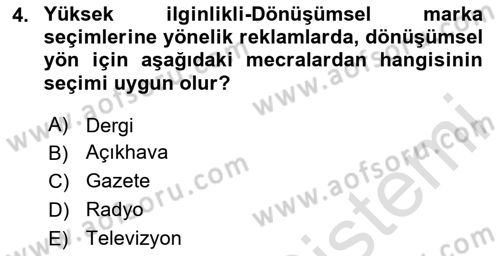 Medya Planlama Dersi 2023 - 2024 Yılı Yaz Okulu Sınavı 4. Soru