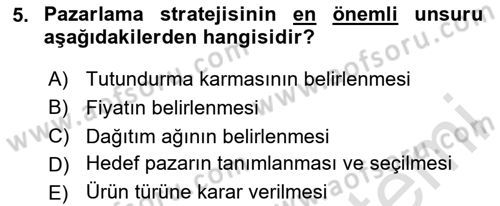 Medya Planlama Dersi 2024 - 2025 Yılı (Vize) Ara Sınavı 5. Soru