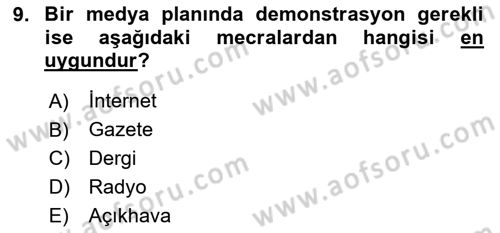 Medya Planlama Dersi 2024 - 2025 Yılı (Final) Dönem Sonu Sınav Soruları 9. Soru