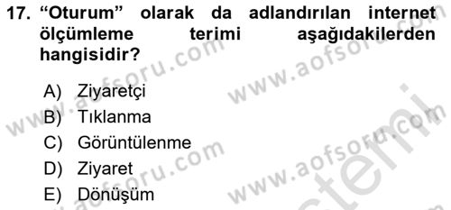 Medya Planlama Dersi 2024 - 2025 Yılı Yaz Okulu Sınav Soruları 17. Soru