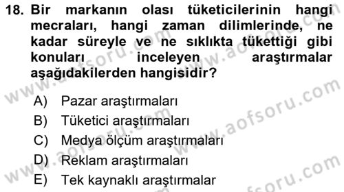 Medya Planlama Dersi 2025 - 2026 Yılı (Vize) Ara Sınav Soruları 18. Soru