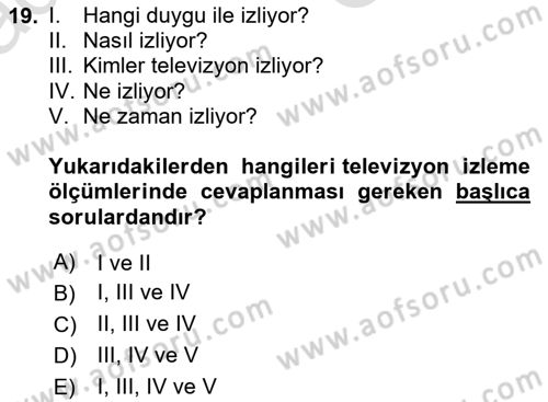 Medya Planlama Dersi 2025 - 2026 Yılı (Vize) Ara Sınav Soruları 19. Soru