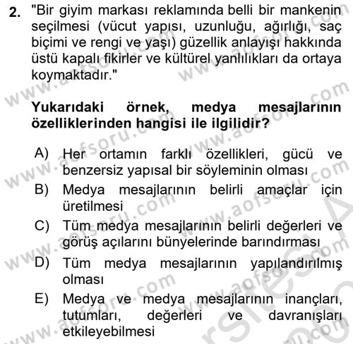 Medya Planlama Dersi 2025 - 2026 Yılı (Vize) Ara Sınav Soruları 2. Soru