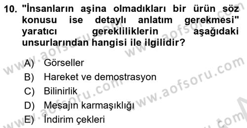 Medya Planlama Dersi 2025 - 2026 Yılı (Final) Dönem Sonu Sınav Soruları 10. Soru