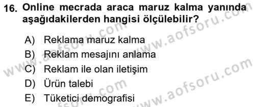 Medya Planlama Dersi 2025 - 2026 Yılı (Final) Dönem Sonu Sınav Soruları 16. Soru
